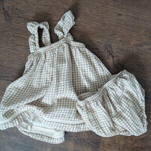 Quincy Mae 6-12 mo brown linen dress NEVER WORN